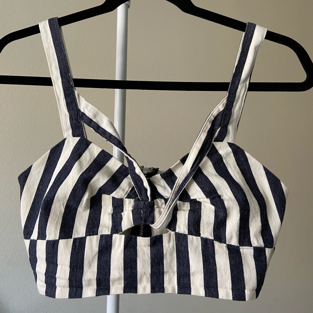 Blue and White striped Top